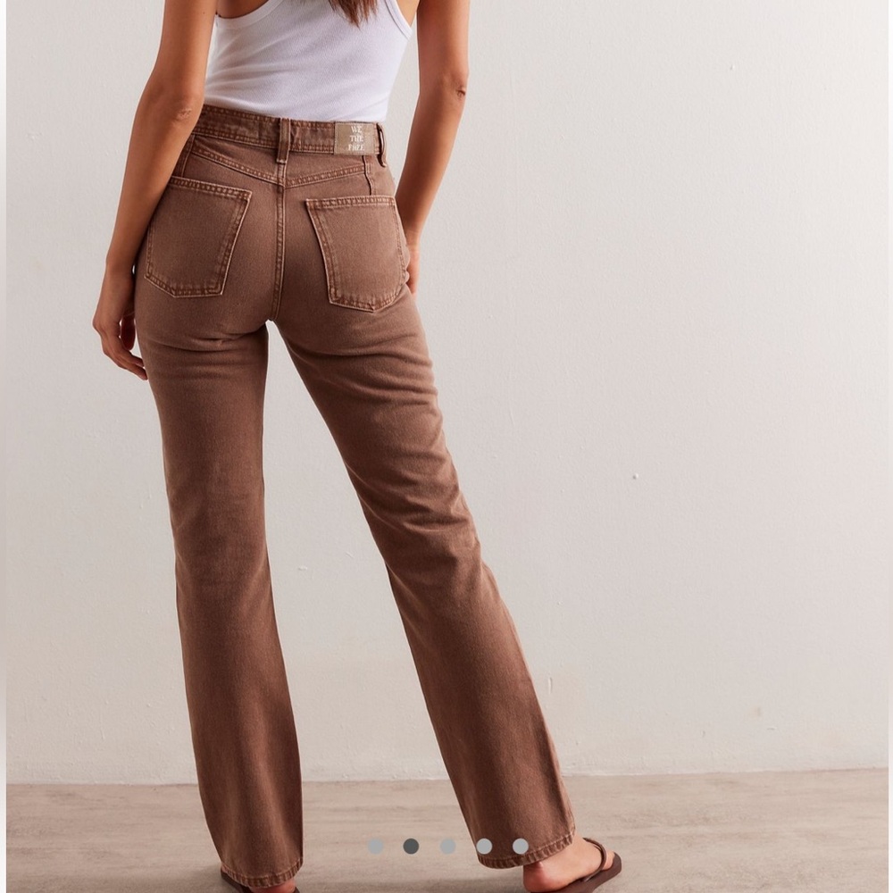NWT Free People We the Free Xena Slim Straight Jean in Chocolate Mousse Size 26S